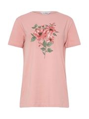 Long Tall Sally Pink Placement Print 100% Cotton T-Shirt - Image 5 of 5