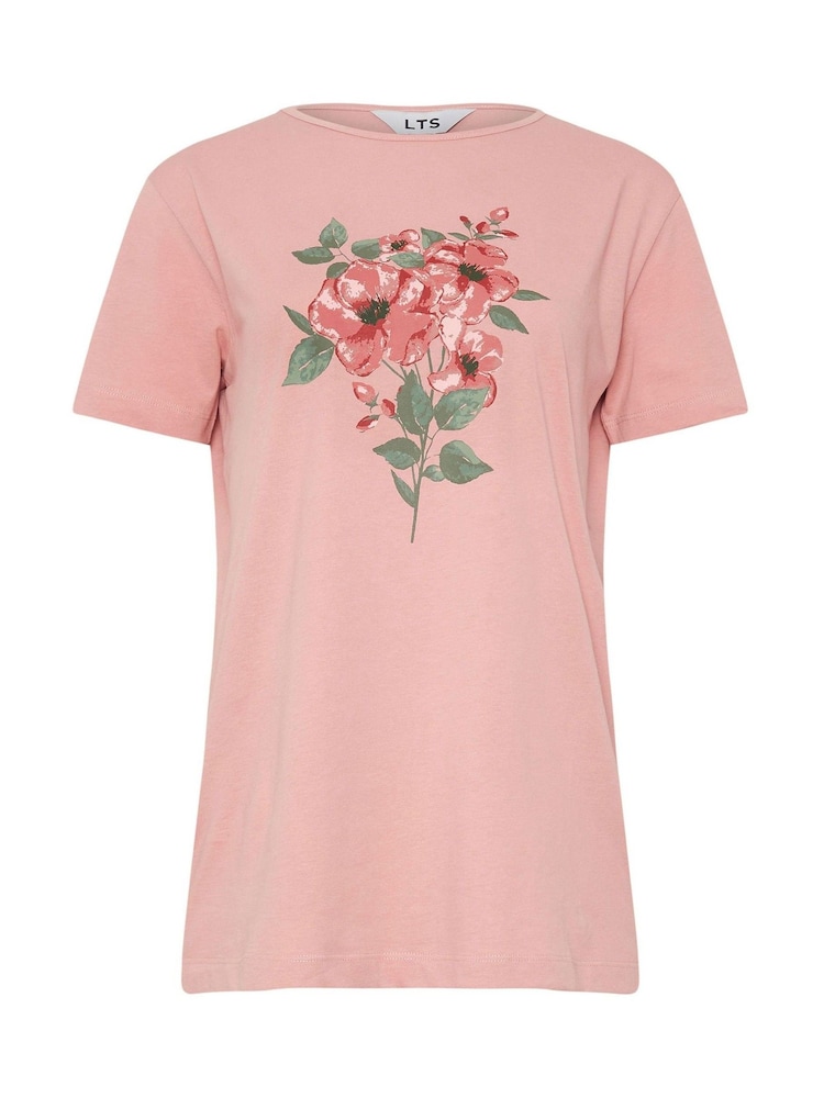 Long Tall Sally Pink Placement Print 100% Cotton T-Shirt - Image 5 of 5