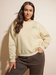 Yours Curve Natural Tennis Back Print Sweatshirt - Image 2 of 6