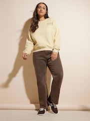 Yours Curve Natural Tennis Back Print Sweatshirt - Image 3 of 6
