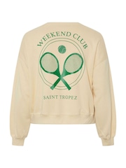 Yours Curve Natural Tennis Back Print Sweatshirt - Image 6 of 6