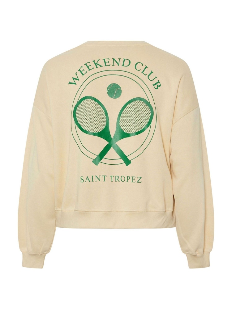 Yours Curve Natural Tennis Back Print Sweatshirt - Image 6 of 6