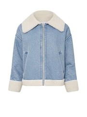 PixieGirl Petite Blue Denim Aviator Jacket - Image 6 of 6
