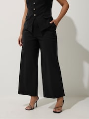 Yours Curve Black Limited Bengaline Wide Leg Trousers - Image 1 of 5