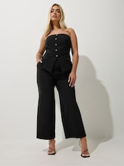Yours Curve Black Limited Bengaline Wide Leg Trousers - Image 2 of 5