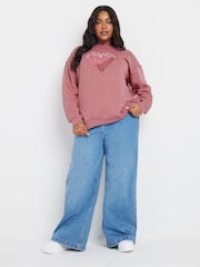 Yours Curve Paris Tonal Embroided Sweatshirt - صورة 2 من 5