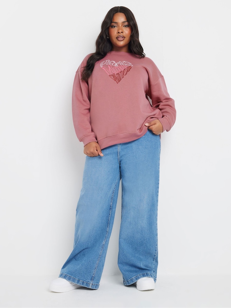 Yours Curve Paris Tonal Embroided Sweatshirt - صورة 2 من 5