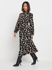 PixieGirl Petite Black High Neck Midi Dress - Image 1 of 5