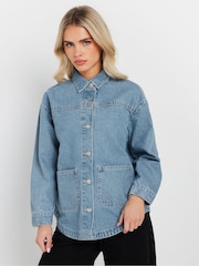 PixieGirl Petite Blue Denim 100% Cotton Shacket - Image 1 of 5
