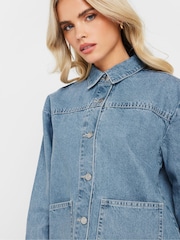 PixieGirl Petite Blue Denim 100% Cotton Shacket - Image 4 of 5
