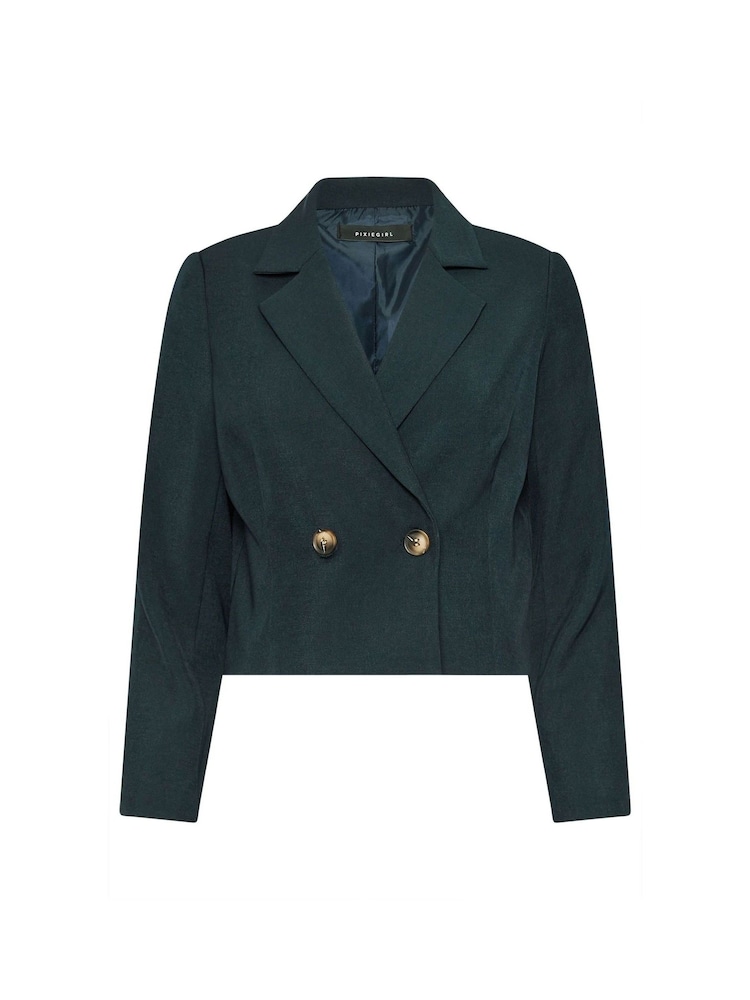 PixieGirl Petite Navy Blue Tailored Cropped Jacket - Image 6 of 6