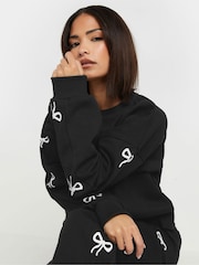 PixieGirl Petite Black Bow Detail Sweatshirt - Image 2 of 5