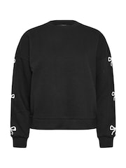 PixieGirl Petite Black Bow Detail Sweatshirt - Image 5 of 5