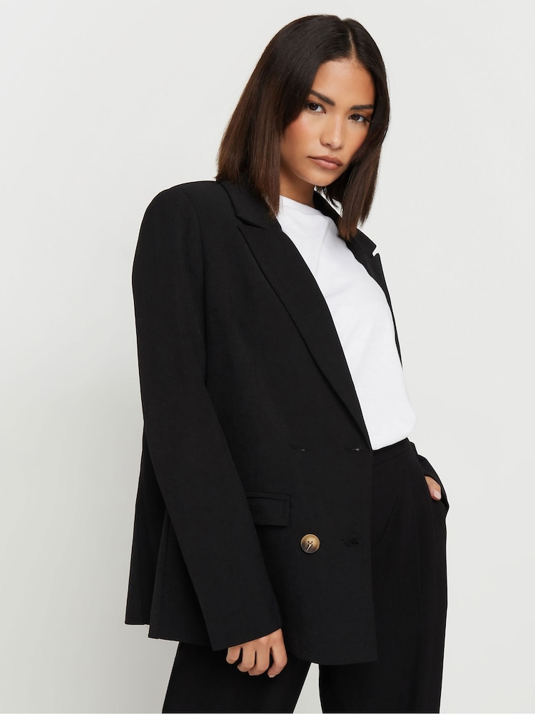 PixieGirl Petite Black Tailored Double Breasted Blazer - Image 1 of 5