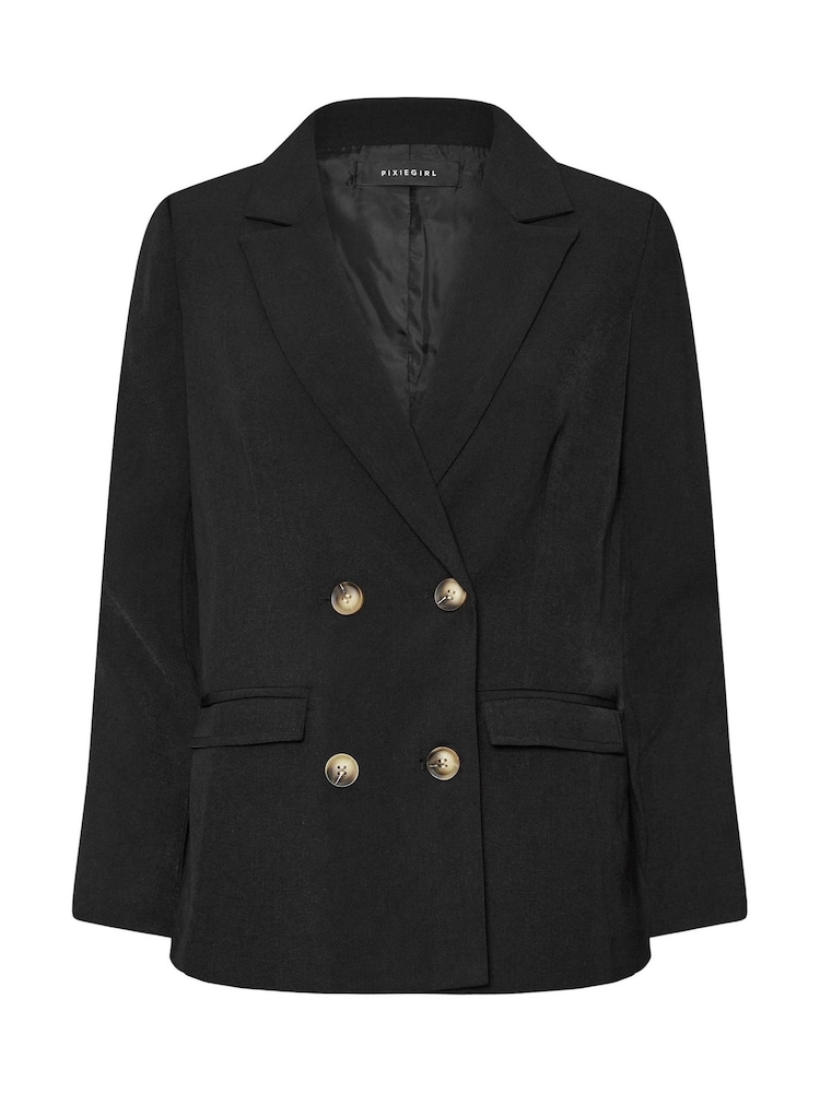 PixieGirl Petite Black Tailored Double Breasted Blazer - Image 5 of 5