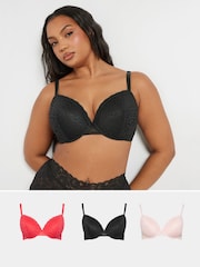 Yours Curve Orange Mesh Padded Bra 3 Pack - Image 1 of 1