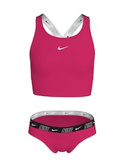 Nike Light Pink Logo Tape Cross-Back Midkini Bikini Set - Image 1 of 3