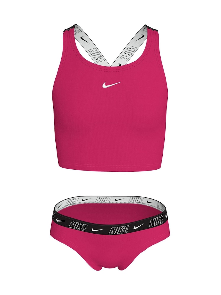 Nike Light Pink Logo Tape Cross-Back Midkini Bikini Set - Image 1 of 3