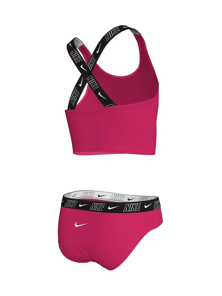 Nike Light Pink Logo Tape Cross-Back Midkini Bikini Set - Image 2 of 3