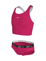 Nike Light Pink Logo Tape Cross-Back Midkini Bikini Set - Image 3 of 3