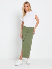 PixieGirl Petite Green Asymetric Button 100% Cotton Skirt - Image 1 of 5