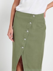 PixieGirl Petite Green Asymetric Button 100% Cotton Skirt - Image 3 of 5