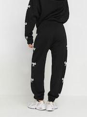 PixieGirl Petite Black Bow Detail Cuffed Joggers - Image 3 of 5
