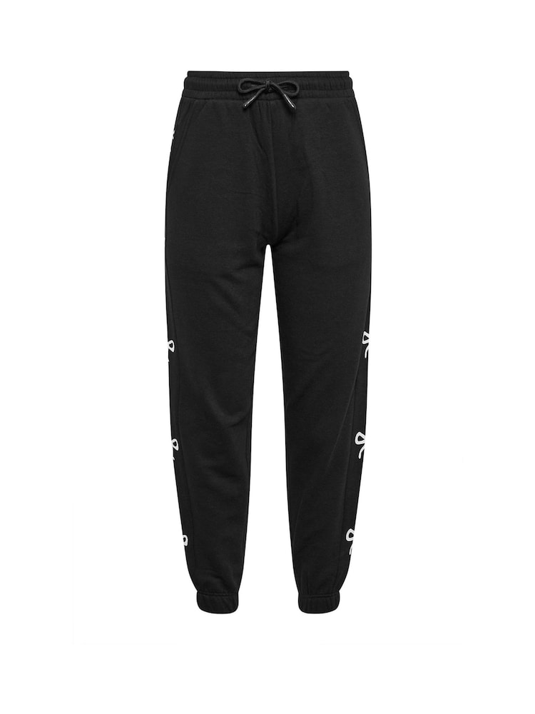 PixieGirl Petite Black Bow Detail Cuffed Joggers - Image 5 of 5