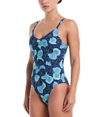 Nike Blue Essential V-Neck One Piece Swimsuit - Image 1 of 5