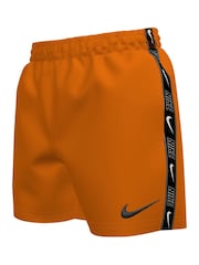 Nike Orange 4 Inch Swim Logo Tape 4 Inch Volley Shorts - Image 1 of 3