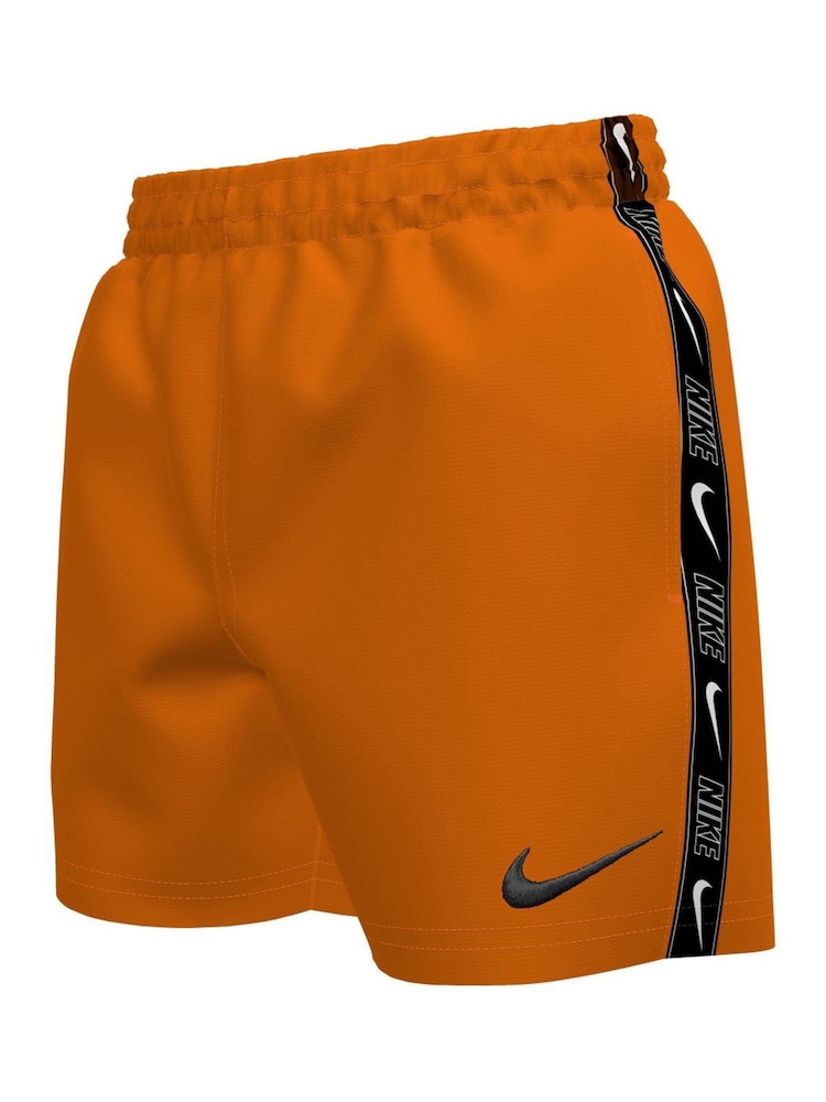 Nike Orange 4 Inch Swim Logo Tape 4 Inch Volley Shorts - Image 1 of 3