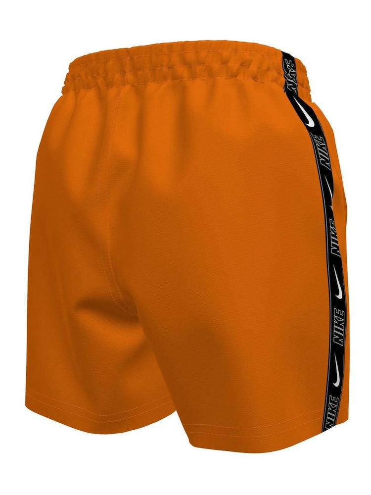 Nike Orange 4 Inch Swim Logo Tape 4 Inch Volley Shorts - Image 2 of 3 Nike Orange 4 Inch Swim Logo Tape 4 Inch Volley Shorts - Image 2 of 3