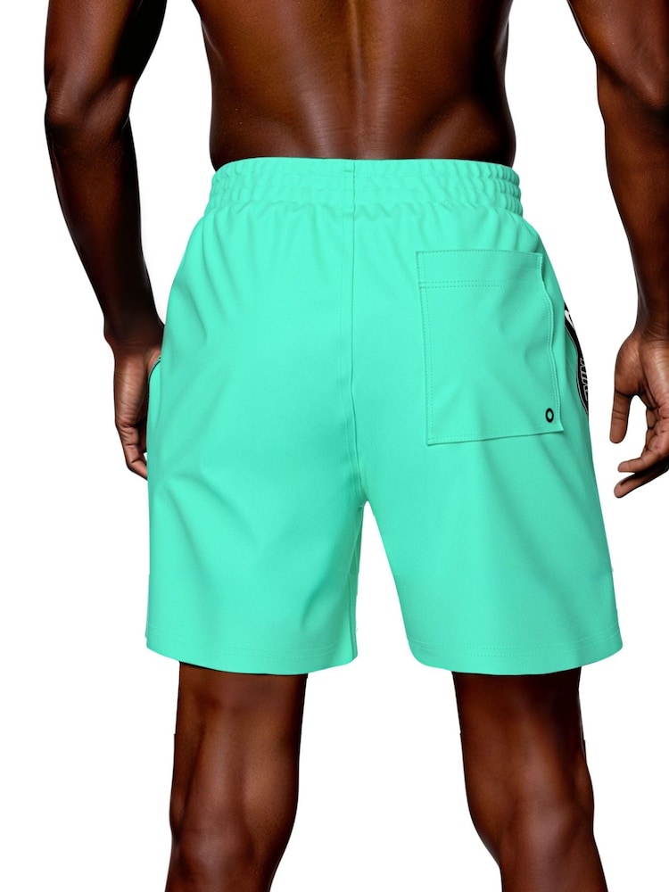 Nike Light Blue 5 Inch Black Logo Tape Volley Swim Shorts - Image 2 of 6