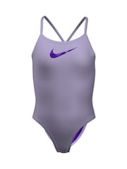Nike Purple Hydrastrong Multi Print Lace Back One Piece Swimsuit - Image 3 of 5