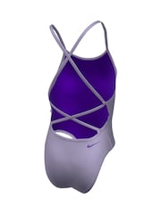 Nike Purple Hydrastrong Multi Print Lace Back One Piece Swimsuit - Image 4 of 5