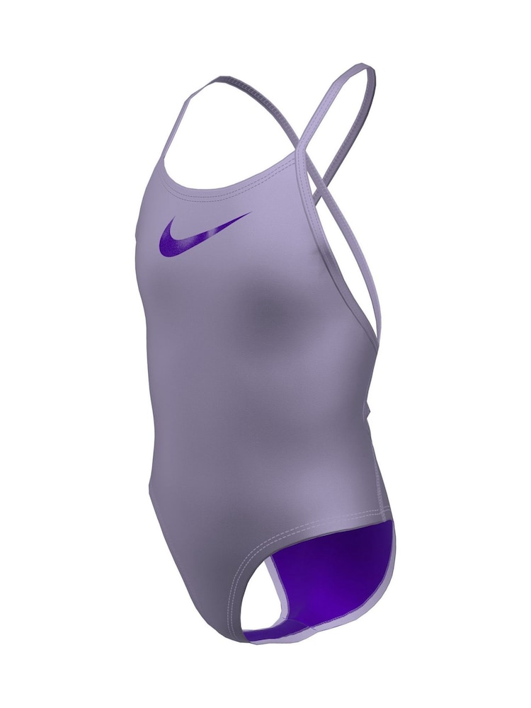 Nike Purple Hydrastrong Multi Print Lace Back One Piece Swimsuit - Image 5 of 5