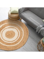 Esselle Natural Altrincham Bleached Jute Circle Rug - Image 2 of 5