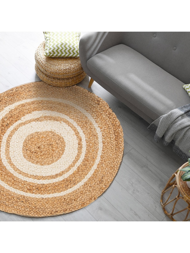 Esselle Natural Altrincham Bleached Jute Circle Rug - Image 2 of 5