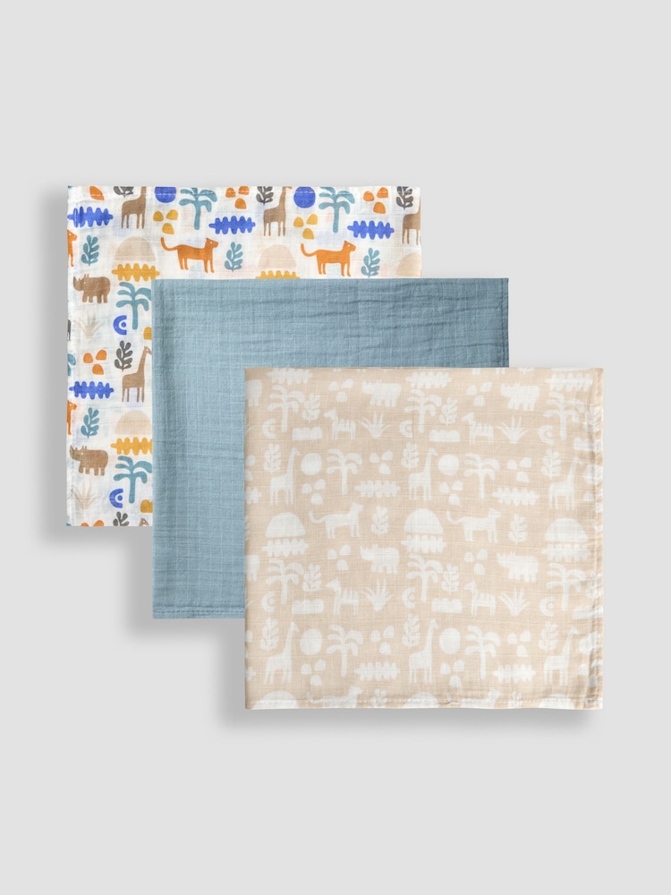 JoJo Maman Bébé 3-Pack Muslins - Image 2 of 4
