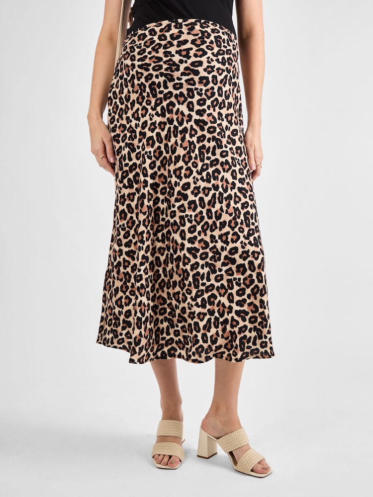 JoJo Maman Bébé Brown Print Maternity Midi Skirt - Image 3 of 5