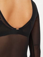 KBX Black Animal Print Zadie Mesh Long Sleeve Body - Image 4 of 6