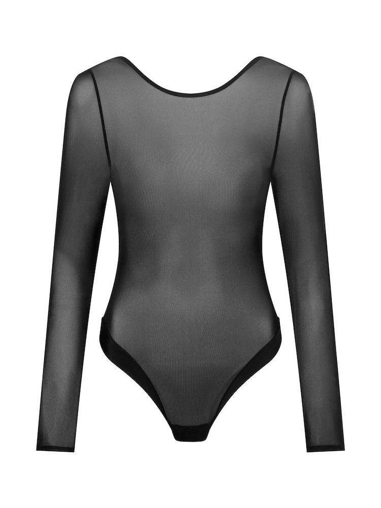 KBX Black Animal Print Zadie Mesh Long Sleeve Body - Image 6 of 6