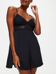 KBX Black Margot Satin Chemise - Image 1 of 5