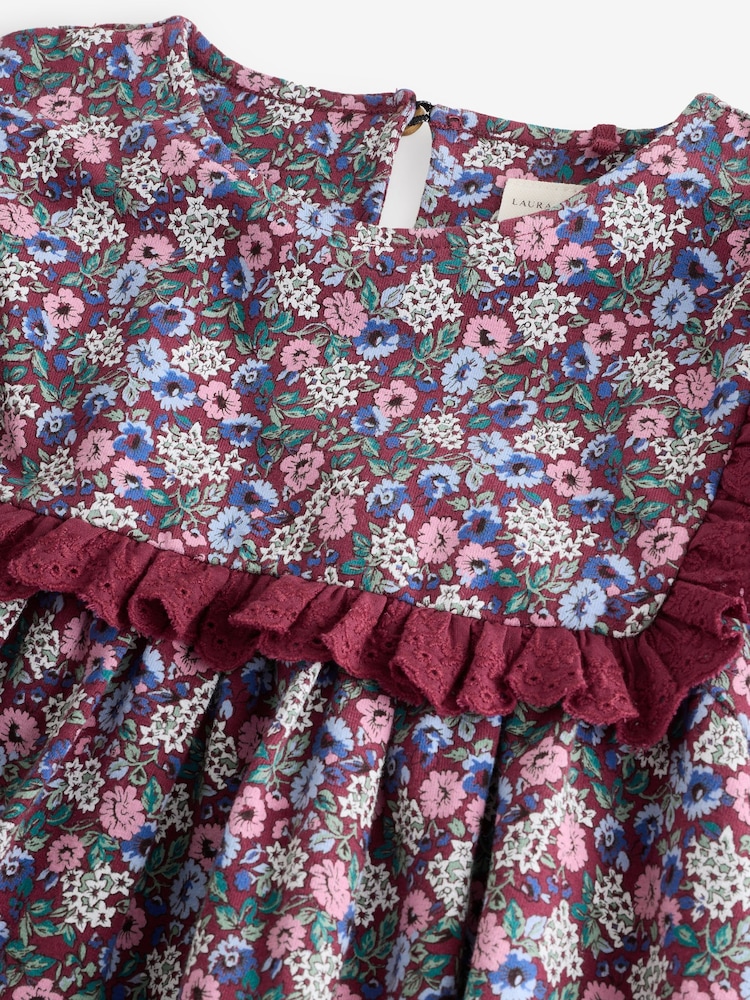 Rochie Laura Ashley din jerseu cu mânecă lungă și floricele adunate - Image 10 of 12