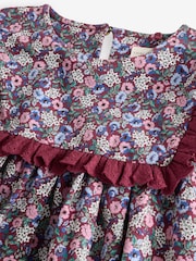 Laura Ashley Purple Long Sleeve Bunched Ditsy Jersey Dress - Image 3 of 6