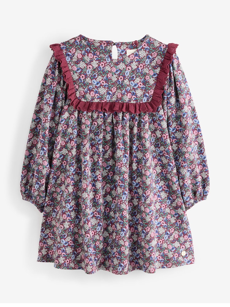 Rochie Laura Ashley din jerseu cu mânecă lungă și floricele adunate - Image 8 of 12