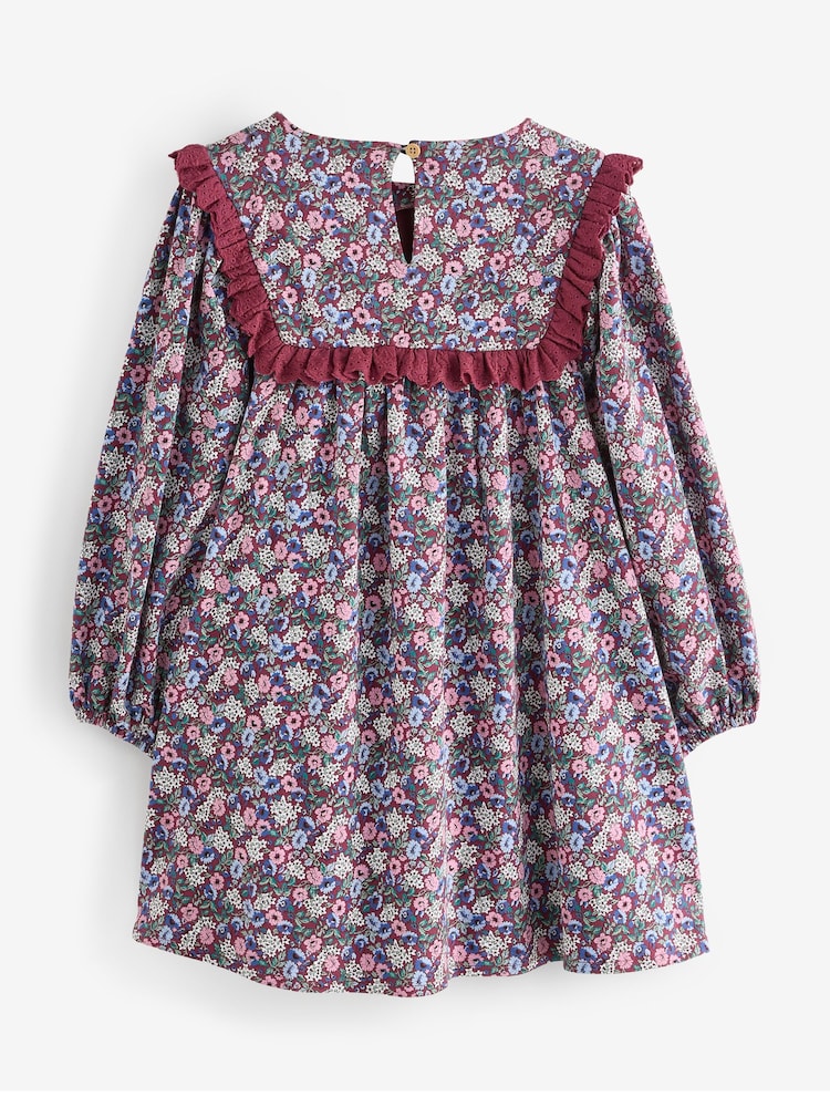 Rochie Laura Ashley din jerseu cu mânecă lungă și floricele adunate - Image 9 of 12