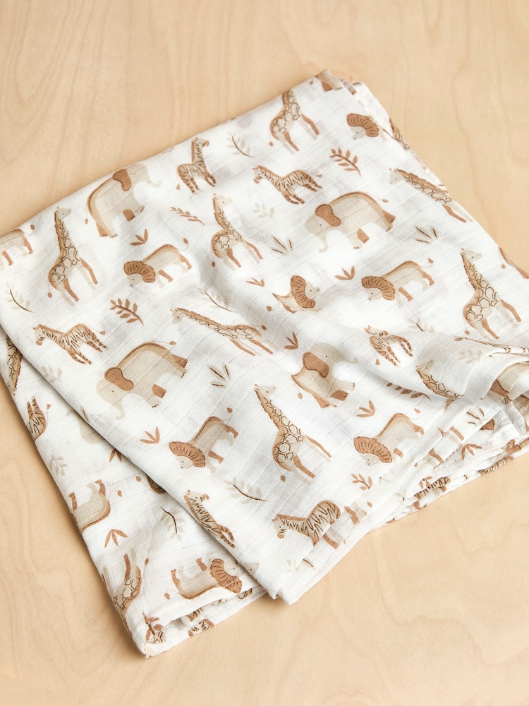 JoJo Maman Bébé Neutral Safari Extra Large Muslin - Image 1 of 4 JoJo Maman Bébé Neutral Safari Extra Large Muslin - Image 1 of 4