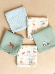 JoJo Maman Bébé 5-Pack Embroidered Muslins - Image 1 of 5