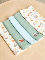 JoJo Maman Bébé 5-Pack Embroidered Muslins - Image 2 of 5